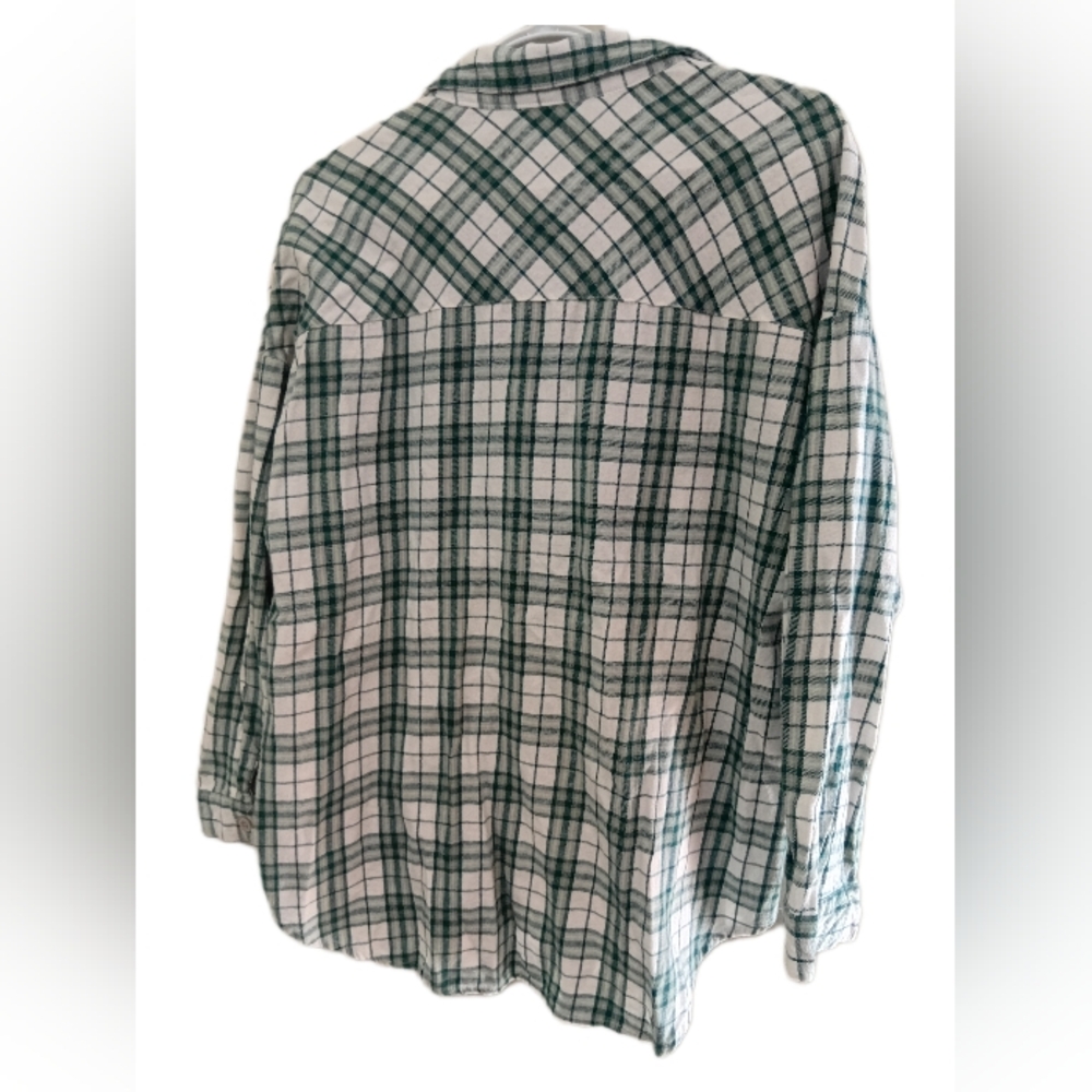 Ardene Teal and Cream Plaid Shirt - Picture 2 of 5